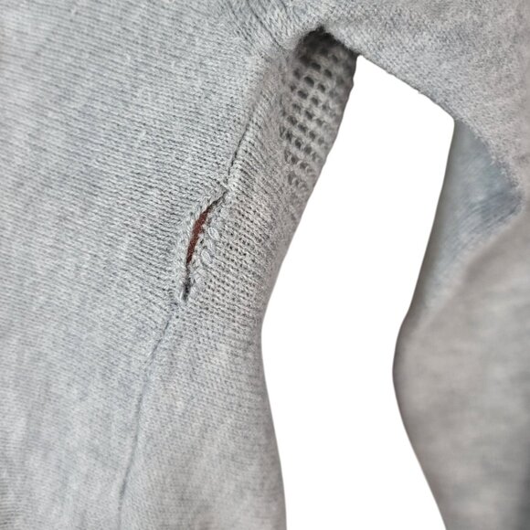 Athleta Open Cardigan Sweater Gray Large Mesh Back Long Sleeve Waterfall READ - Picture 8 of 8